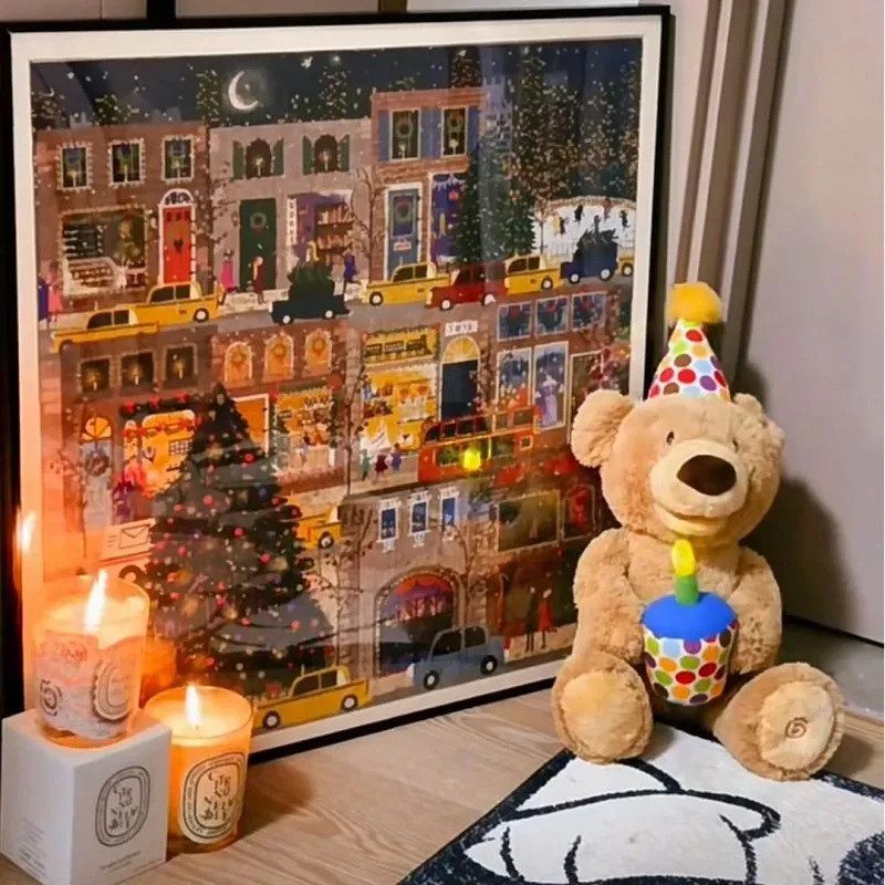 Galison 500 ชิ้น Four Seasons Winter Lights Puzzle, จิ๊กซอว์สําหรับผู้ใหญ่ธีมคริสต์มาสพร้อมกรอบ, เกม