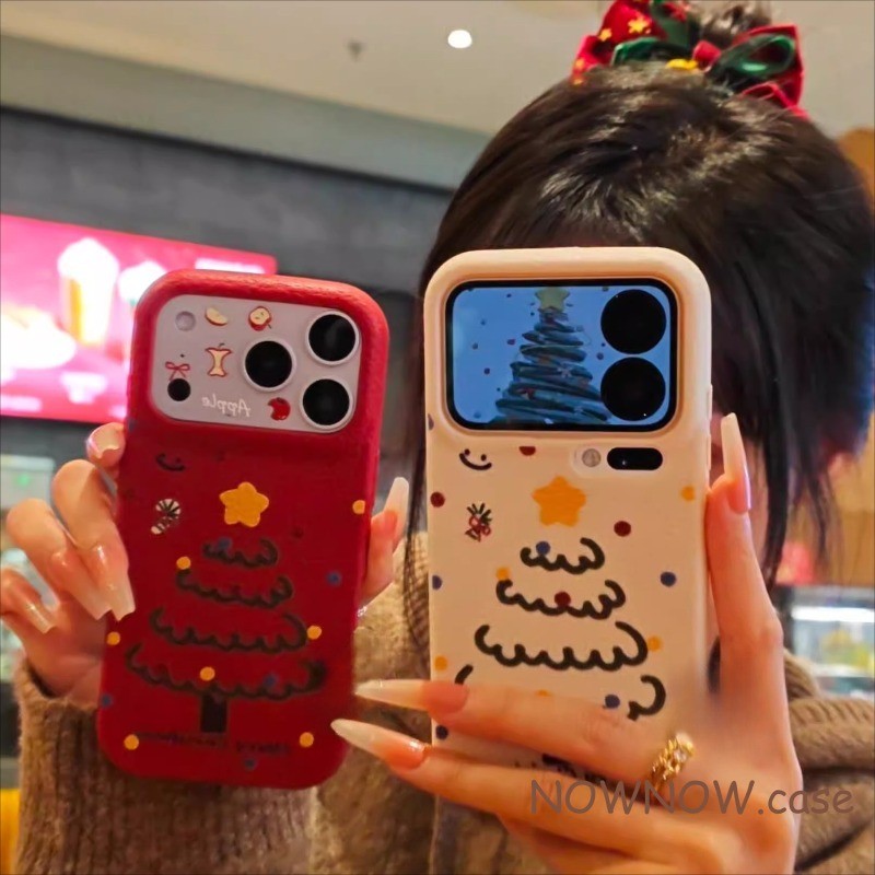 สําหรับiPhone 17 16 15 14 13 12 11 Pro Max X XR XS MAX 7 8 Plusต้นคริสต์มาสฤดูใบไม้ร่วง/ฤดูหนาวส่วนบุคคลคู่เคสโทรศัพท์ปกอ่อน