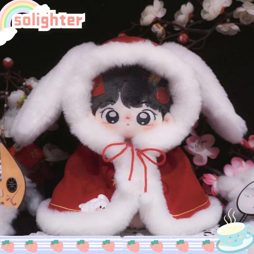 SOLIGHTER ตุ๊กตา Plush Cloak, Red & white กระต่ายหู Poncho ตุ๊กตาเสื้อผ้าปี, 20 ซม.คอสเพลย์ตุ๊กตาอุปกรณ์เสริม Mini เสื้อผ้า 20 ซม.ตุ๊กตาผ้าฝ้าย