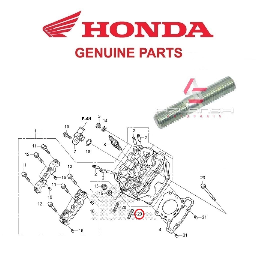 Bolt Stud 8x25 ( 92900-08025-0E ) RS150R V1 V2 V3, RS-X V1 V2 & CBR150R 💯 อะไหล่