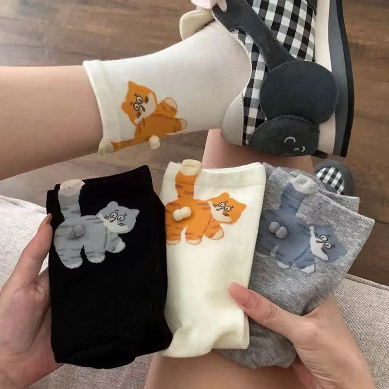 Medis ถุงเท้า ลายการ์ตูน SpongeBob SquarePants สไตล์เกาหลี ญี่ปุ่น เหมาะกับฤดูใบไม้ร่วง และฤดูหนาว สําหรับผู้หญิง