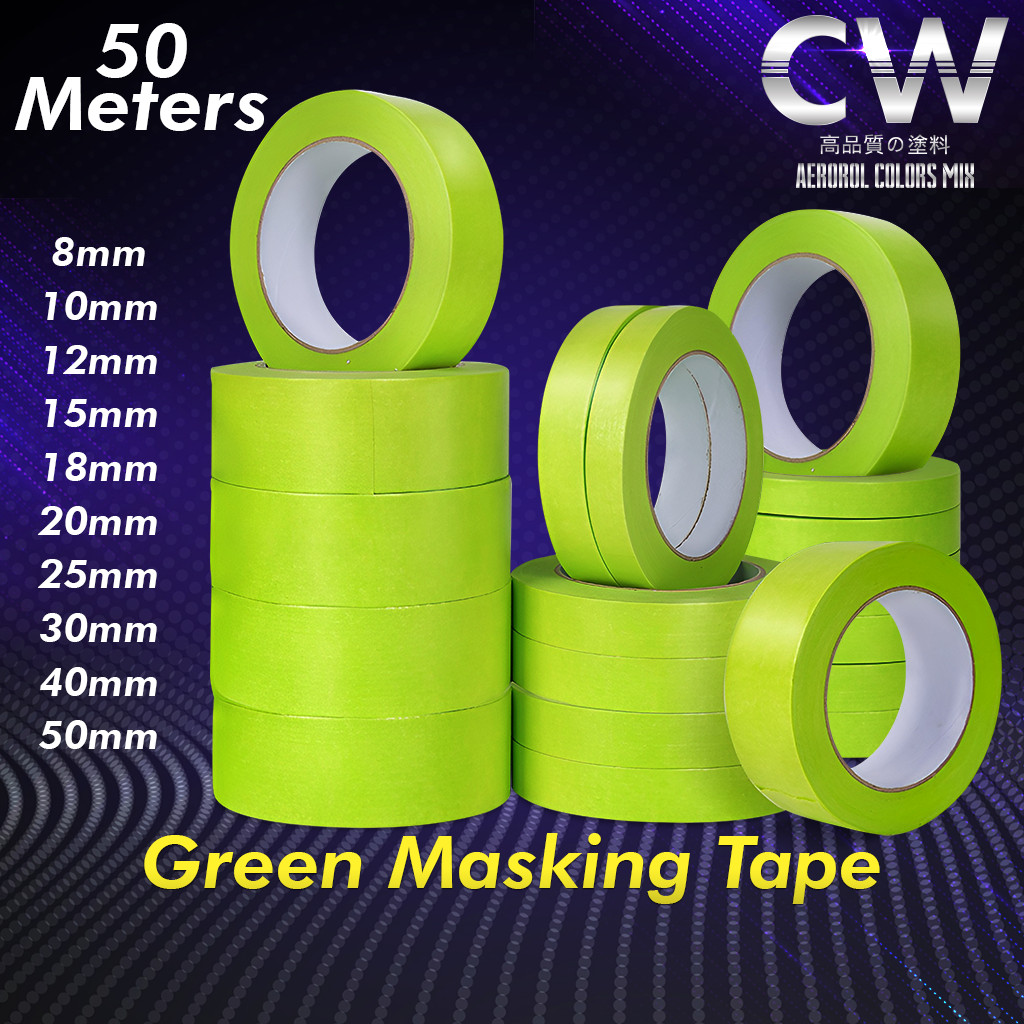 1 ม้วนกระดาษกาว 50 เนื้อสีเขียวสําหรับพ่นสีรถยนต์ Nitto เทปคุณภาพ / 3M 233+ เทป