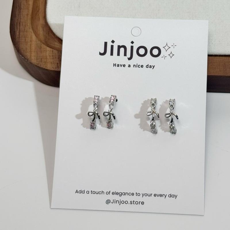 Jinjoo ต่างหูห่วง รุ่น Ballet Bow  ขนาดห่วง 10 mm.