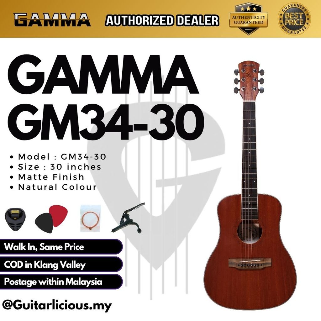 GAMMA 34 นิ้ว ( 1/2 ) กีตาร์อะคูสติกสําหรับเดินทาง / กีตาร์ขนาดเล็ก ( GM34-50 / GM34 50 / GM34-30 / 