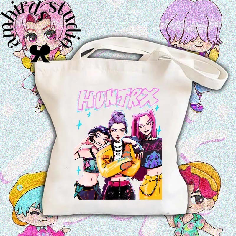 👜 Kpop Demon Hunters กระเป๋าผ้าทรงเรียบ  Mira Rumi Zoey！Saja Tote Bag กระเป๋าผ้าแคนวาสสะพาย #03