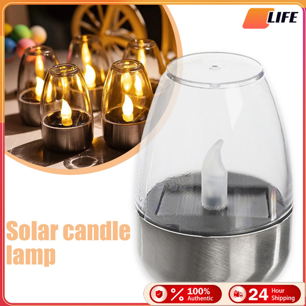 เก็บปลายทาง！โคมไฟเทียนโซล่าเซลล์ LED โคมไฟแต่งสวน กันน้ำ ตกแต่งหน้าบ้าน กลางแจ้ง ตะเกียง solar cell