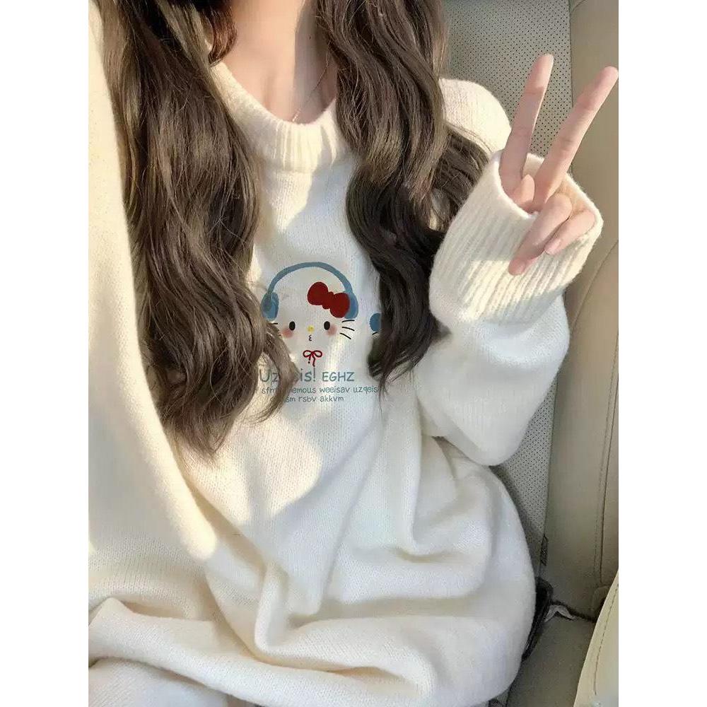 Apitta Sweater | รุ่น Kwaii Kitty สเวตเตอร์ไหมพรมนุ่มโอเวอร์ไซส์ ลายคิตตี้3แบบสุดน่ารัก รหัส N89