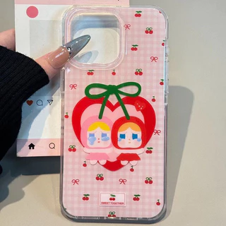 เคสไอโฟน 15 สำหรับ iPhone 11 17 13 14 12 Pro Max 16 15 14 Plus 15 13 16 12 Pro หวานแหววขี้แยเชอร์รี่โบว์ผูกปกใหม่