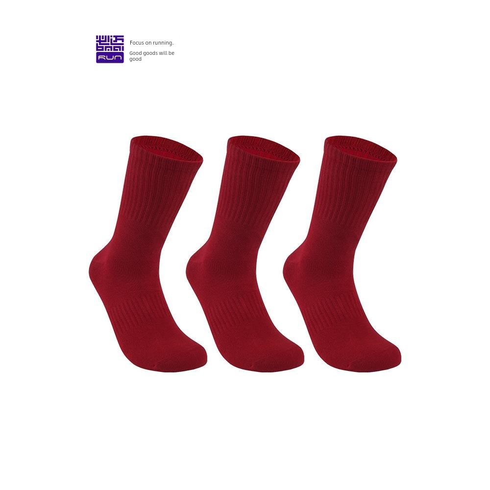 ถุงเท้าขาว ถุงเท้า Bimai New Year Red Snake Year การวิ่งกีฬาและสันทนาการถุงเท้ากลางท่อสำหรับผู้ชายแล