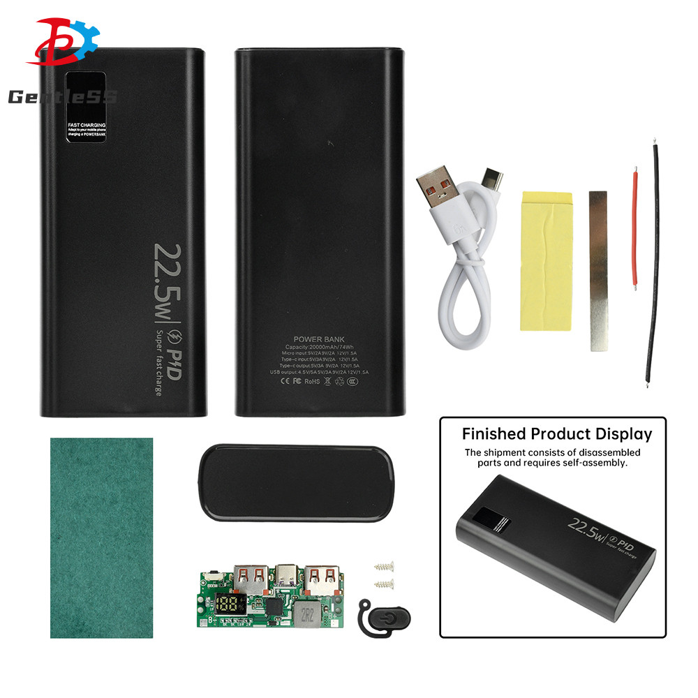 ชุดเปลือก DIY Power Bank ชาร์จเร็ว 22.5W 1260110 กล่องแบตเตอรี่ DIY Kit 20000mAh Battery Case
