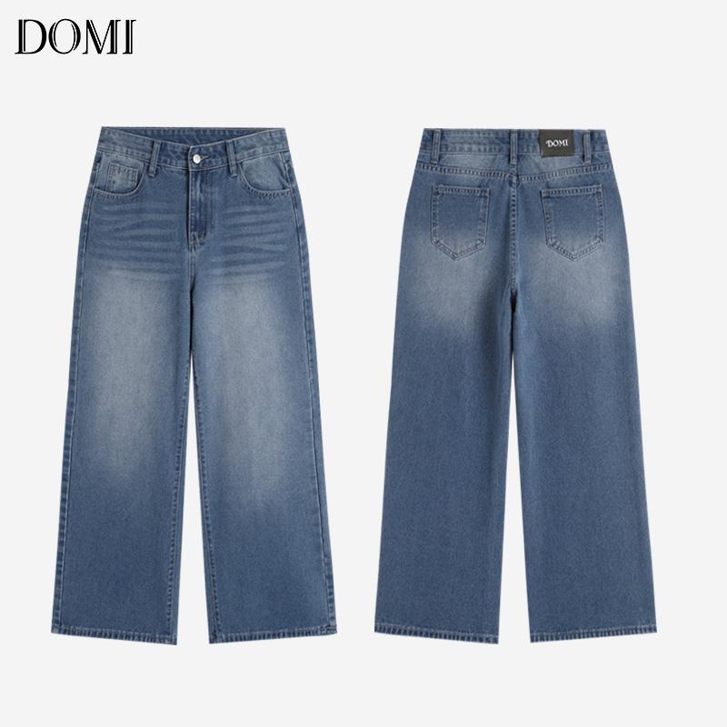 DOMI - (S-3XL) กางเกงยีนส์เอวสูง ทรงลิซ่า กระบอกใหญ่ ทรงสวย ใส่สบาย แมทง่าย ใส่ได้ทุกลุค