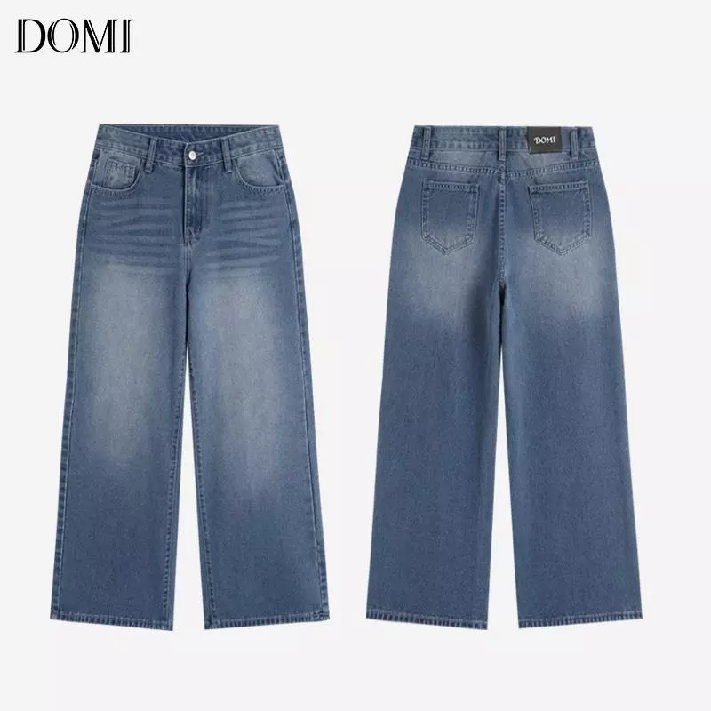 DOMI - (S-3XL) กางเกงยีนส์เอวสูง ทรงลิซ่า กระบอกใหญ่ ทรงสวย ใส่สบาย แมทง่าย ใส่ได้ทุกลุค