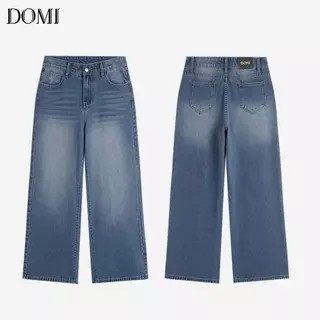 DOMI - (S-3XL) กางเกงยีนส์เอวสูง ทรงลิซ่า กระบอกใหญ่ ทรงสวย ใส่สบาย แมทง่าย ใส่ได้ทุกลุค