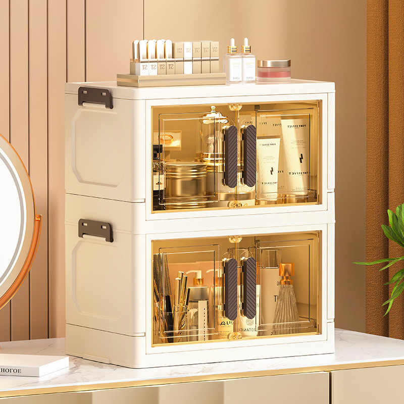 กล่องเก็บเครื่องสําอางพิเศษสองประตูป้องกันฝุ่นพับตู้เก็บสํานักงานลิ้นชักตู้ wm4ฉัน