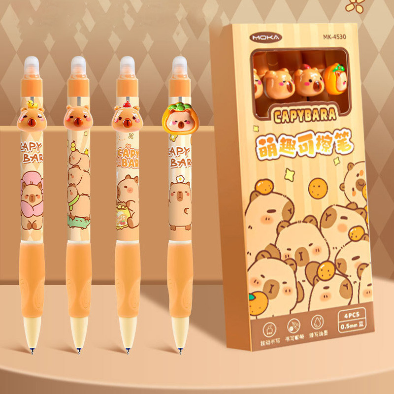 🔥จัดส่งจากกรุงเทพ🔥กล่องปากกาเทอร์มอลลบได้ 4 ด้าม ดีไซน์หัวตุ๊กตาสุดน่ารัก พร้อมหมึกสีน้ำเงินคริสตัล และปุ่มกด - รูปที่ 5