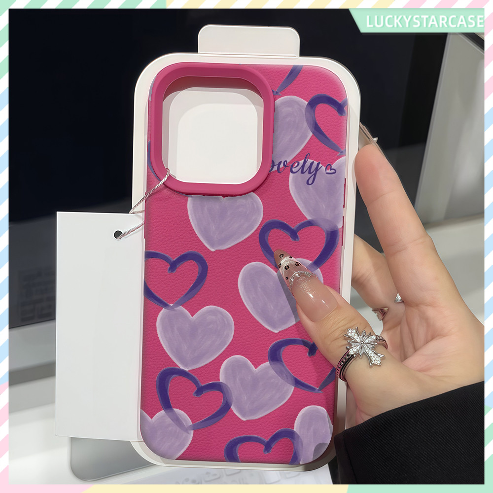 เคสโทรศัพท์ For iPhone 17 13 เคสนิ่ม TPU สีลูกกวาด หัวใจสีม่วง For iPhone 11 15 14 13 12 Pro max XS XR 7P 16 8 Plus Case - รูปที่ 7