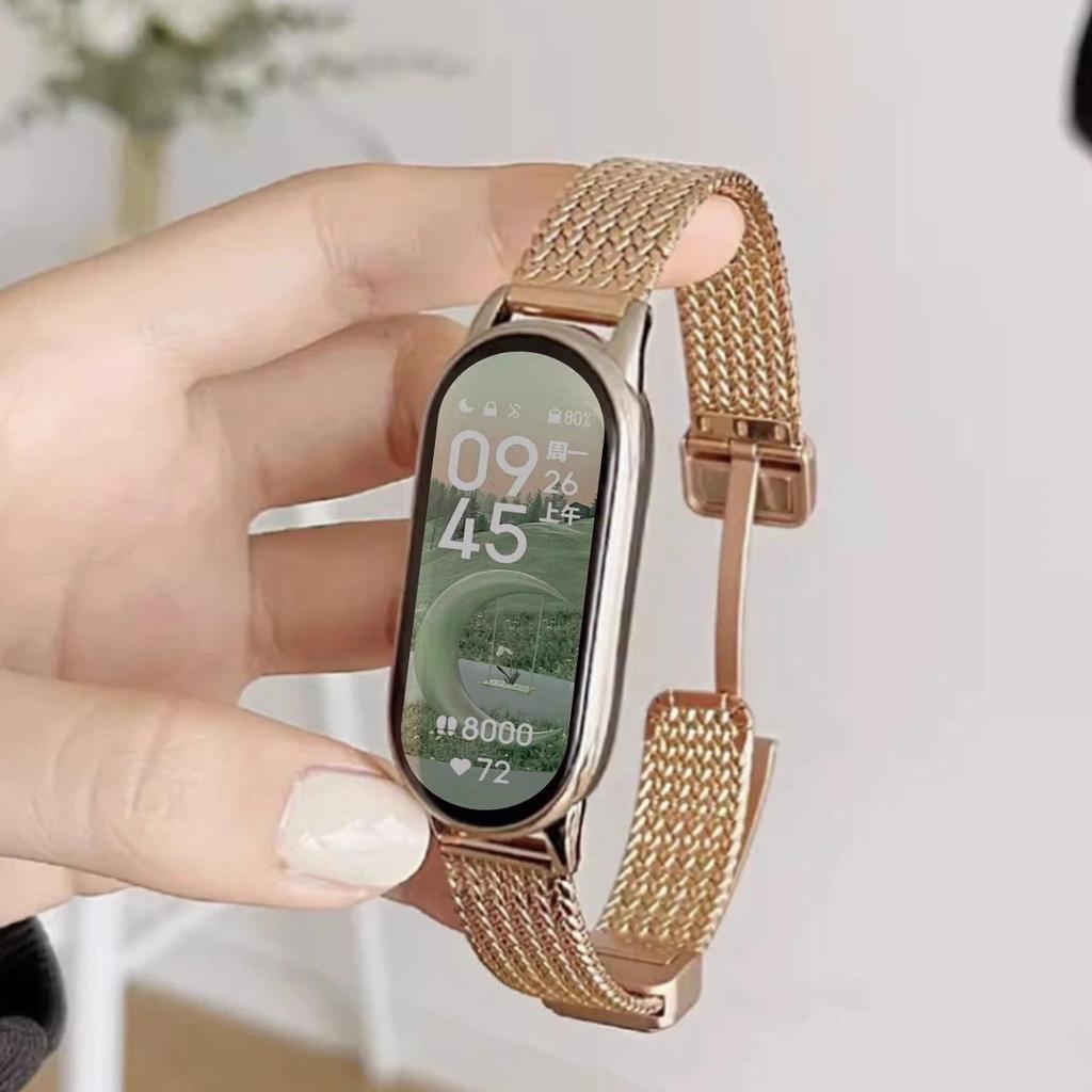 สายสแตนเลสสําหรับนาฬิกา เสี่ยวหมี่ 10 9 8 สายโลหะแม่เหล็กสําหรับ ไมล์band 9 10 8 เอ็นเอฟซี เปลี่ยนสร้อยข้อมือสมาร์ทวอทช์อุปกรณ์เสริม