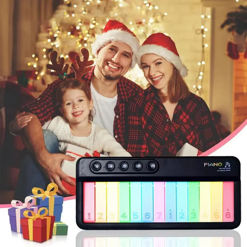 Electronic Piano Toy Electronic Kids Keyboard Touch Screen Light Piano Toy Portable Musical Instrume