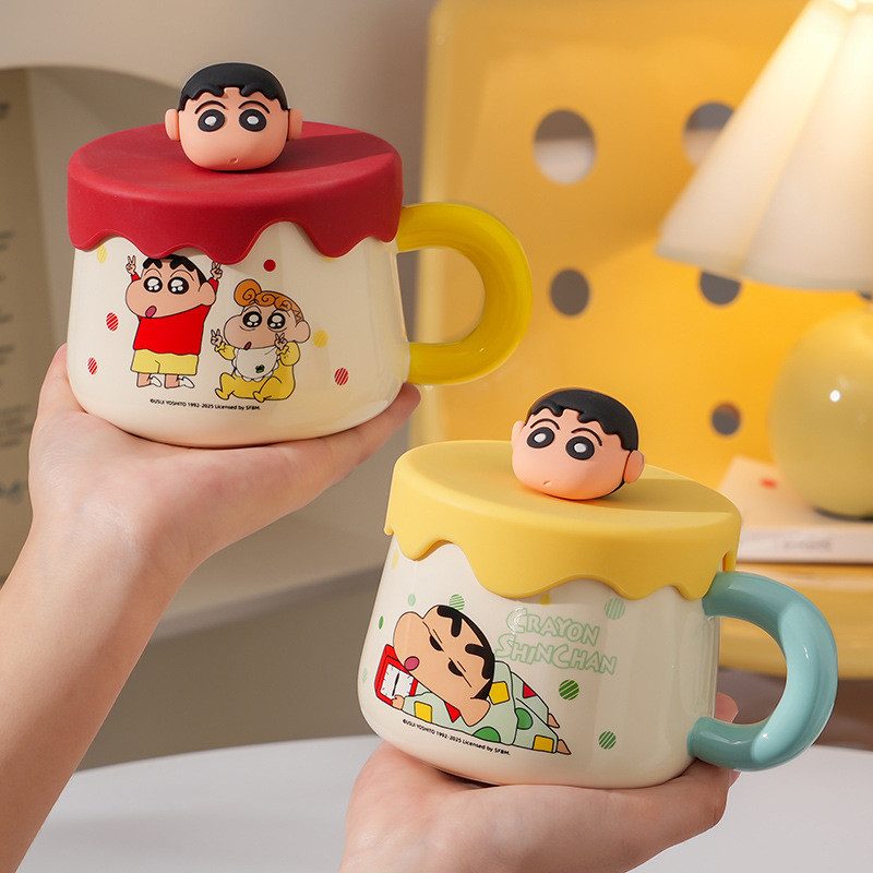 น่ารักเครยอนชินจังถ้วยน้ํา400มิลลิลิตรความจุขนาดใหญ่แก้วเซรามิกสํานักงานกาแฟนมถ้วยของขวัญวันเกิด