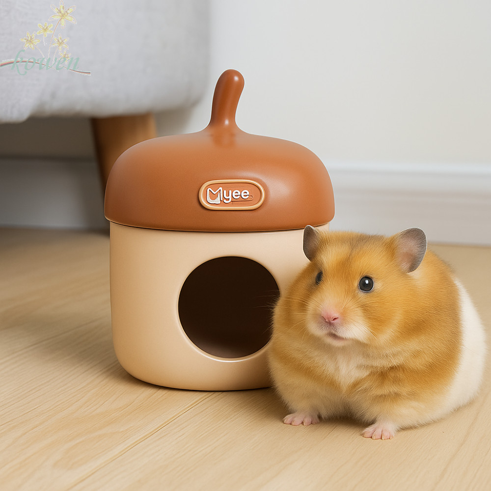 KOWEN Acorn กรงตะเกียบหนูแฮมสเตอร์, Cooling น่ารักเซรามิค Nest Dodge House, น่ารักที่ไม่ซ้ํากันตกแต่
