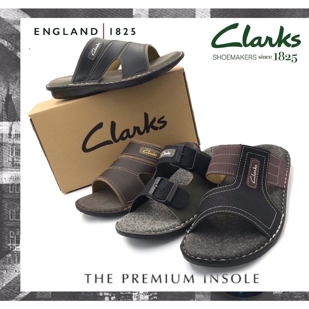 รองเท้าแตะผู้ชาย Clarks หนัง PU ใส่สบาย/Sandal Lelaki Clarks Tapak Lembut Berjahit