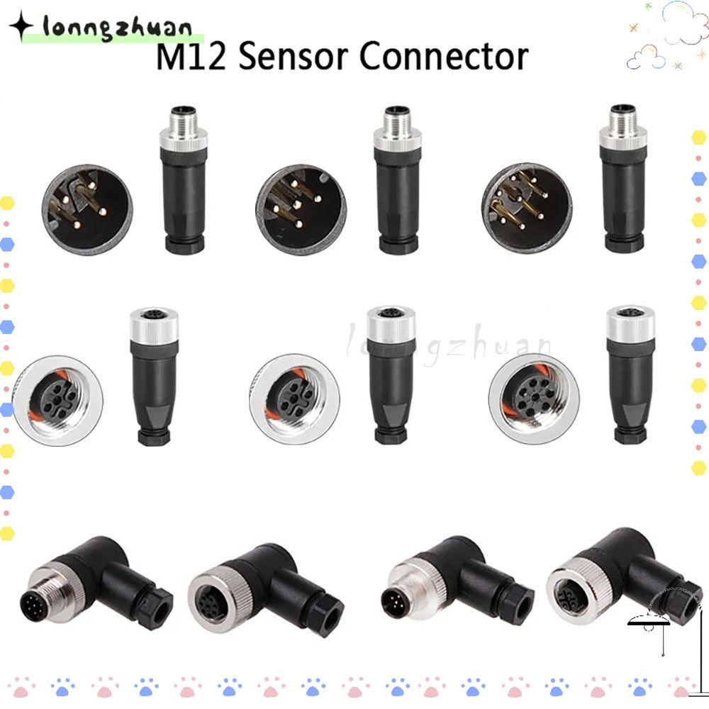 LONNGZHUAN M12 Sensor Connector, 4 5 8 Pin ชายหญิงซ็อกเก็ต M12 ปลั๊กการบิน,ประเภทเซนเซอร์ขั้วต่อ M12