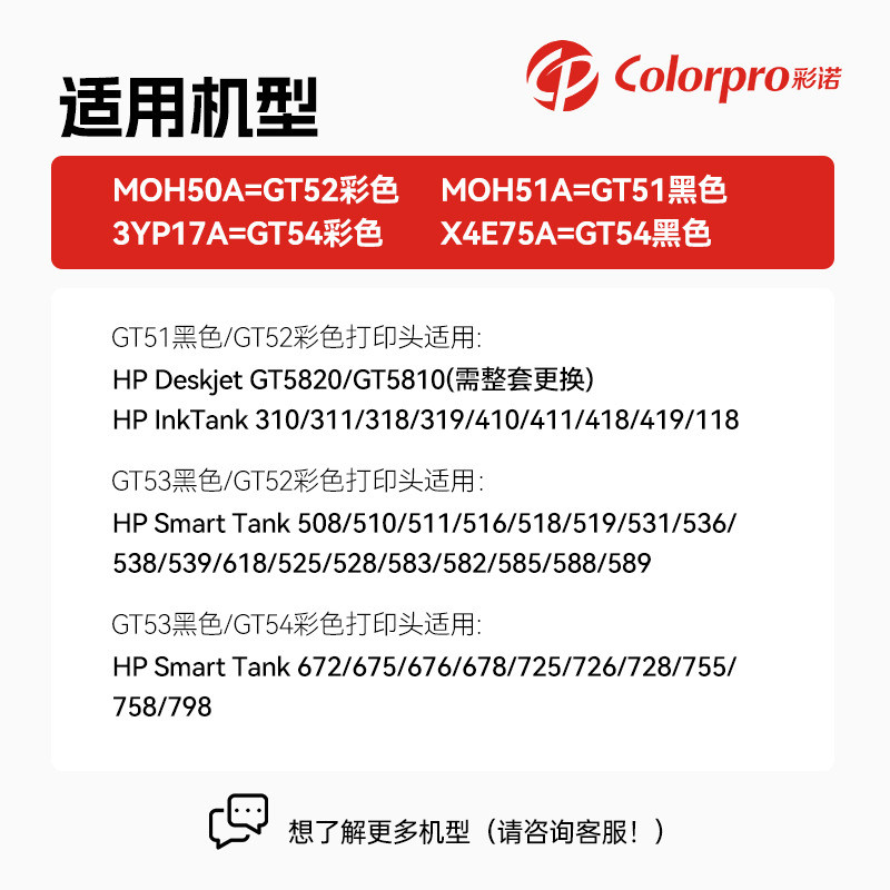 Spot Goods#Applicable to Hp MOH51A MOH50A Ink Cartridge X4E75A 3YP17A Print Nozzle GT51 52 53 541101