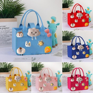 Korean Cartoon Small Doll Felt Ball Series Solid Color Hand-held Handbag Travel Mommy Diaper Bag
