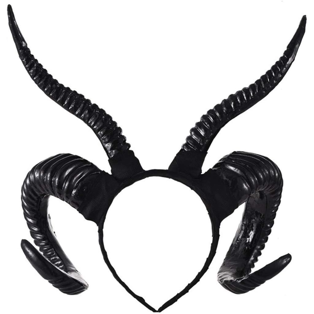 Qhome Gothic Antelope แกะ Horn Hoop แถบคาดศีรษะสัตว์ป่า เหมาะสำหรับคอสเพลย์และนิทรรศการ Deluxe