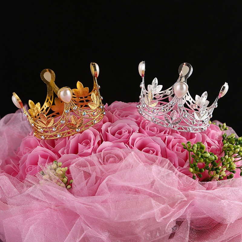 2026 ใหม่ Shining Pearl Crown Weeding เค้กวันเกิด Topper ตกแต่งงานปาร์ตี้