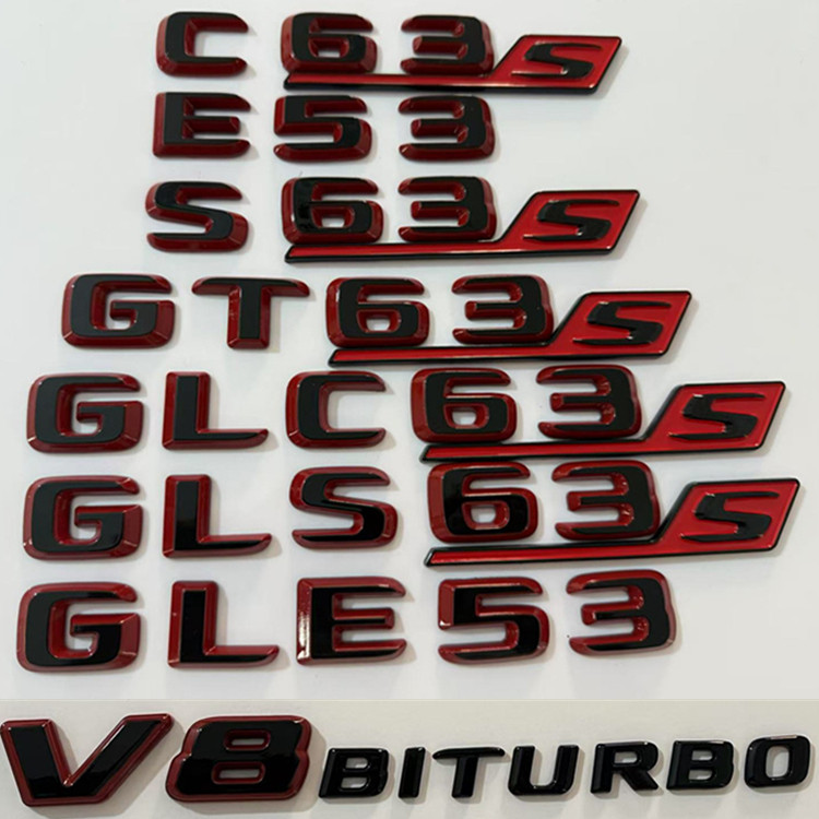 Benz C63 E53 GLC63 GLS63 GT53 S63S Hybrid Power โลโก้รถสีดําโลโก้คําเงิน