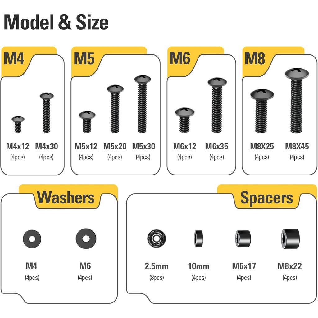 Mounting Dream TV Mounting Hardware TV Mount Screws Kit Comes with M4, M5, M6, M8 Screws, Includes S
