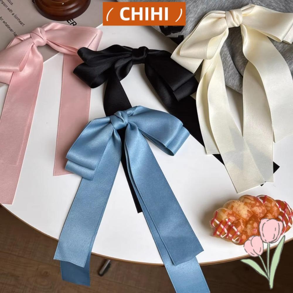 CHIHIRO กิ๊บติดผมโบว์,สีทึบชีฟองผมโบว์กิ๊บ,แฟชั่นขนาดใหญ่Bowknot Barrettesคลิปผมหางม้าสาว