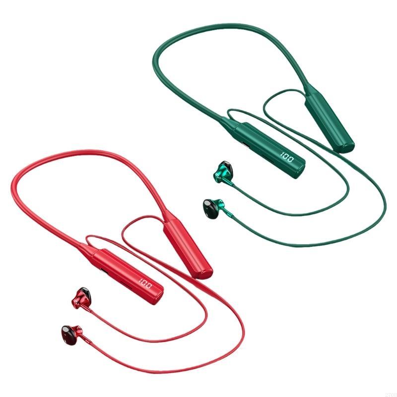 หูฟังกีฬา หูฟังคล้องคอไร้สายที่รองรับบลูทูธ IPX4 จอแสดงผลดิจิตอล LED กันน้ําและการแยกเสียงรบกวน