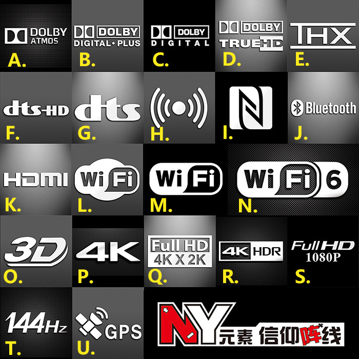 Dolby Bluetooth WIFI6 4K HD 1080P 144hz สติกเกอร์โลหะโทรศัพท์มือถือคอมพิวเตอร์โน้ตบุ๊คสติกเกอร์