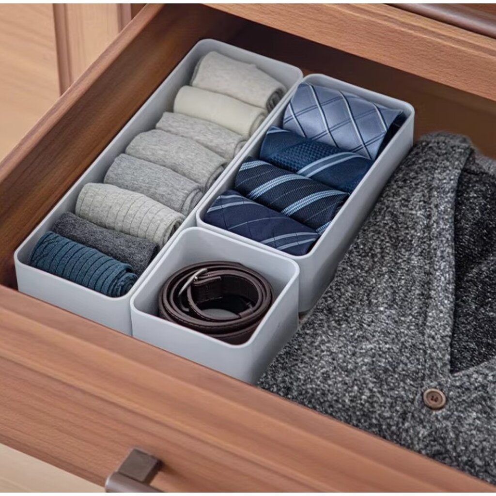 Omocha - (High 7cm) Deep White partition box กล่องจัดระเบียบลิ้นชัก กล่องแบ่งช่อง