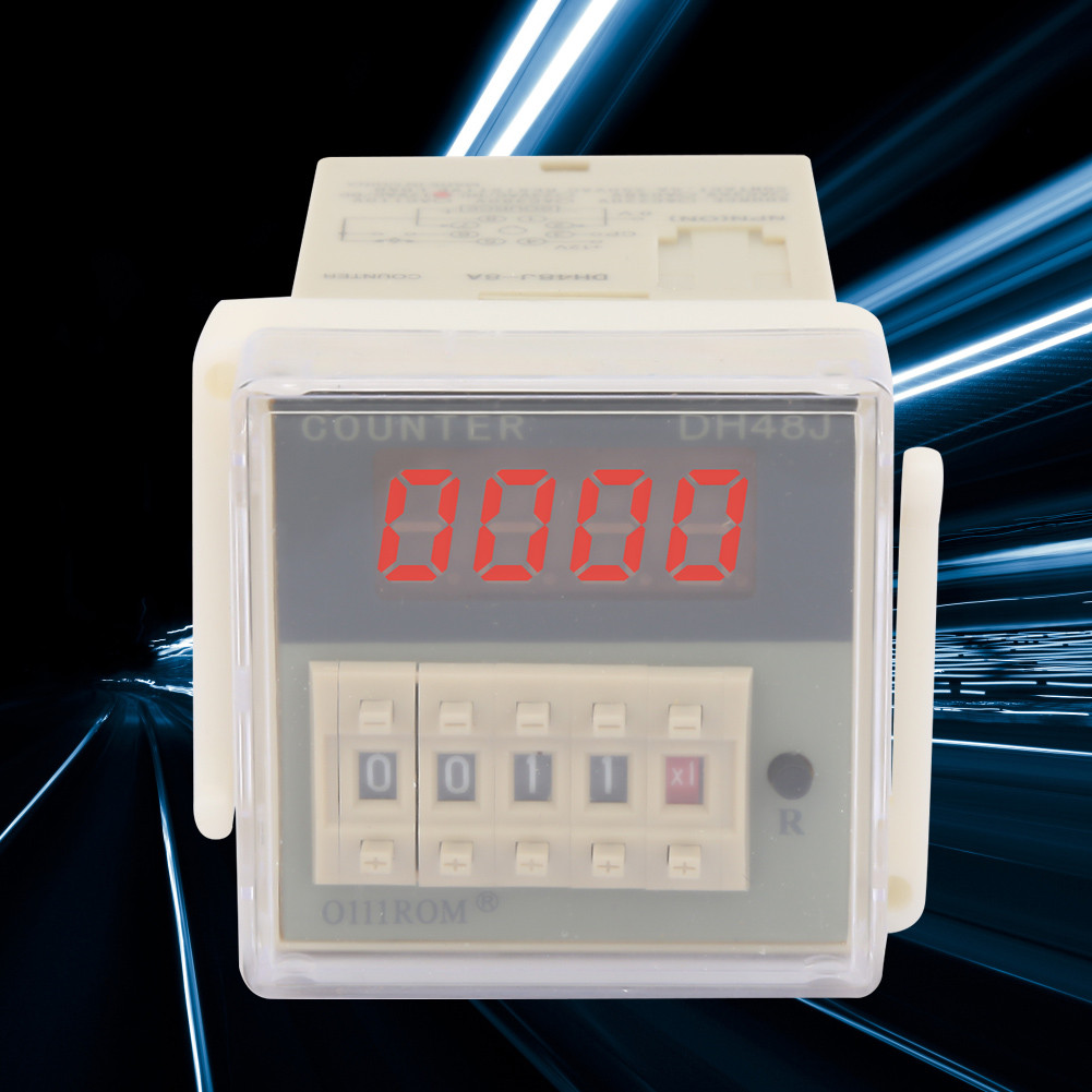 Stylish365 LCD Counter 3W จอแสดงผลอิเล็กทรอนิกส์ 7A 8 Pins พลาสติกรีเลย์ดิจิตอล O111ROM Mechatronics