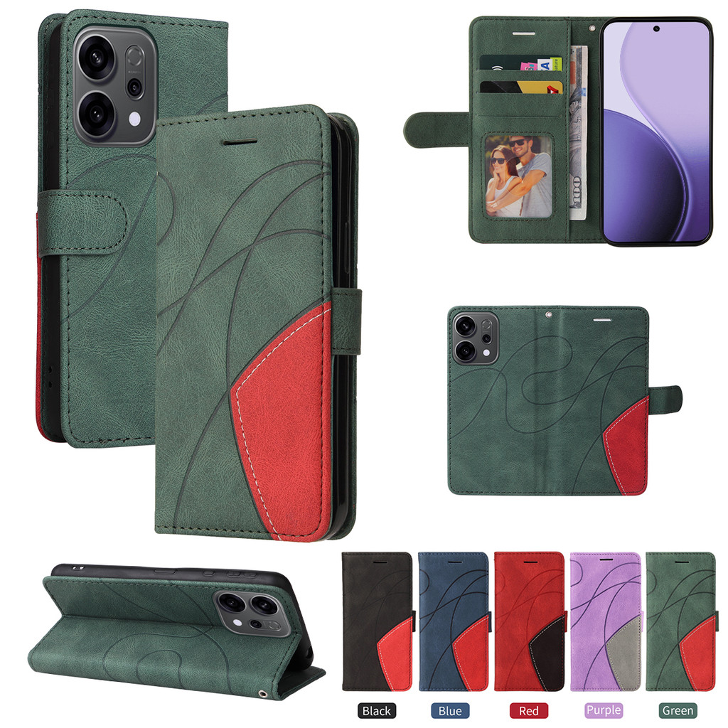 Luxury Flip Wallet Splicing Lines Leather Casing Realme 5 6i C3 5Pro 8 V13 V5 X7Pro P1Pro GTNeo2 GT2