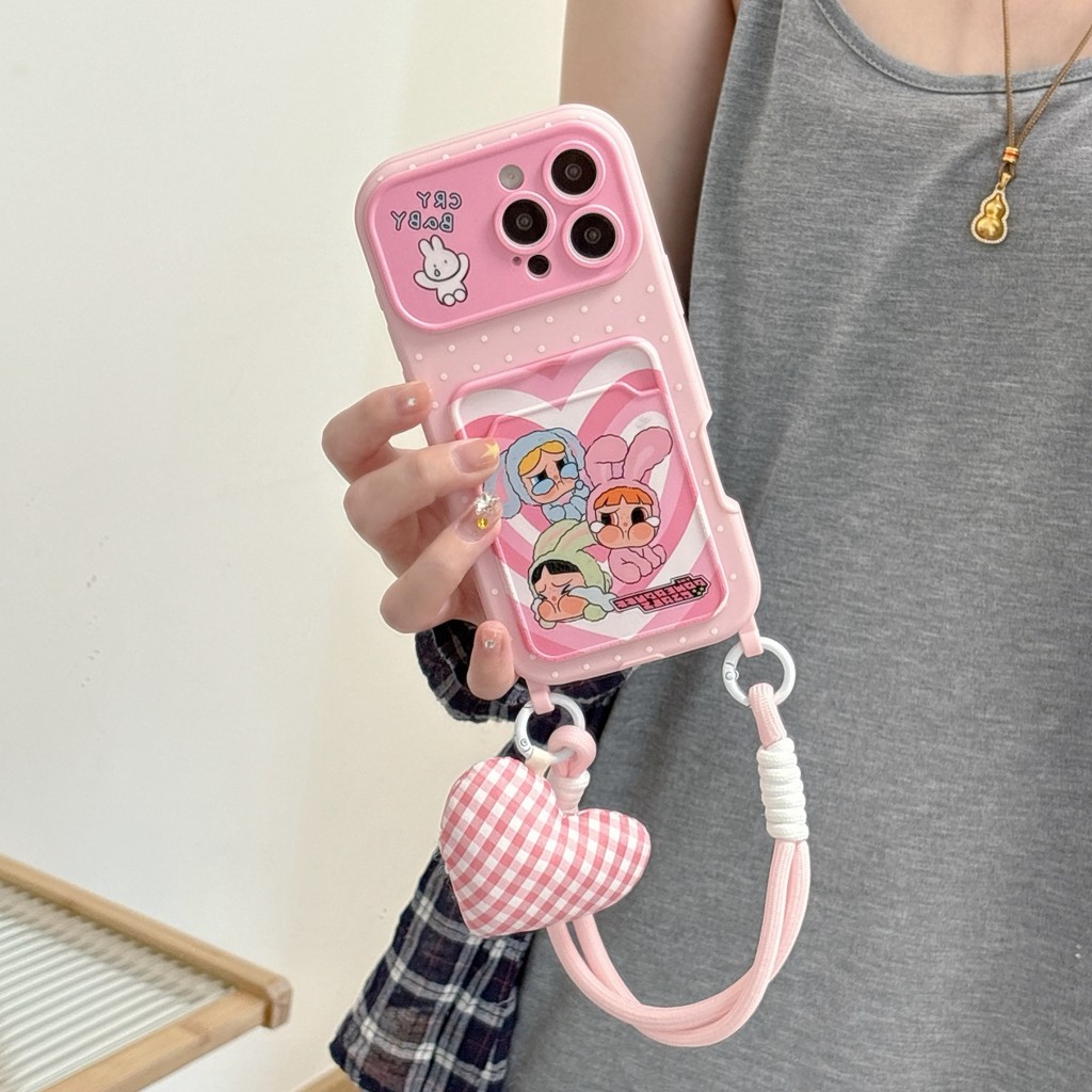 Big Window Love Rabbit Baby เหมาะสําหรับ iPhone 17ProMax Card Case Apple 16/15/14 เชือกแขวน Anti Drop