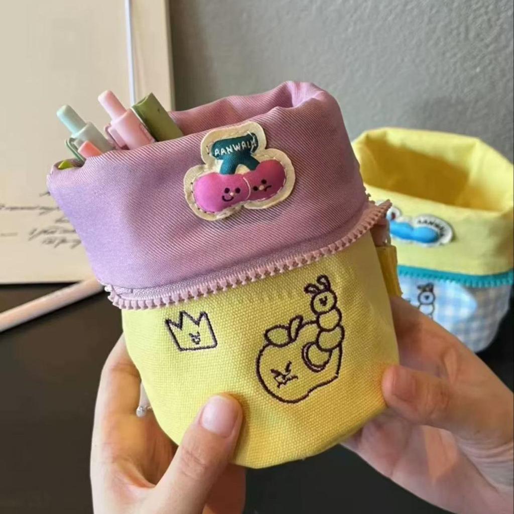 MUKUKU กระเป๋าเครื่องเขียนพกพา ผ้าคอตตอนลายน่ารัก ใช้ใส่ดินสอหรือเครื่องสำอางได้ - รูปที่ 3