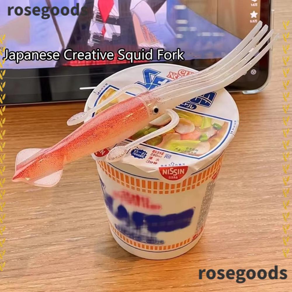ROSEGOODS Octopus Noodle Fork, Squid-Shaped Heat-Resistant Food Picks, Creative Cooking Tools Portab