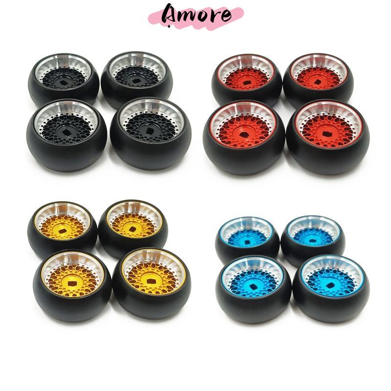 Amore 4pcs ล้อสําหรับขอบ 5 Spoke Drift ยางสําหรับ RC 1 28 Wltoys K969 K989 P929 Kyosho RC รถอุปกรณ์เ