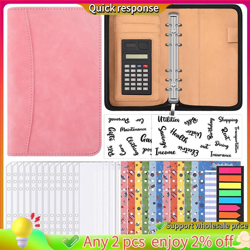 ในสต็อก-A6 Budget Planner พร้อมเครื่องคิดเลข Zip Budget Binder Budget Planner ทําจากซองจดหมายสําหรับ