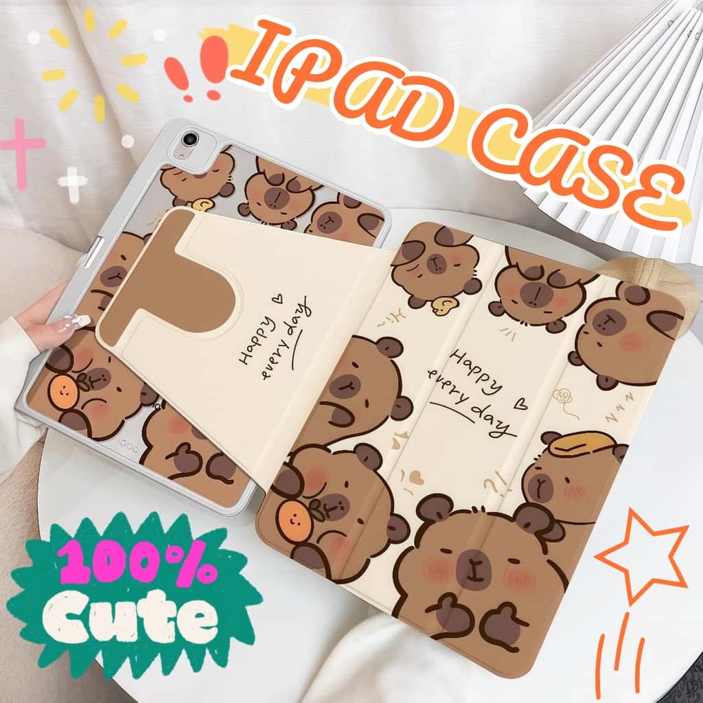 SPIN CASE สำหรับ iPad for Air4/5/6/7 2025/Pro11 Gen7/8/9 10.2 Pro11 2018/20/22 วัสดุTPU นิ่ม บางแต่ทนทานลายการ์ตูน