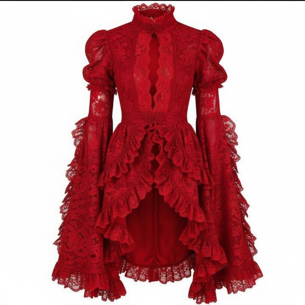 KEMEJA Fira long shirt lace Gothic womens shirt MF518 ไซส์ xs-7xl