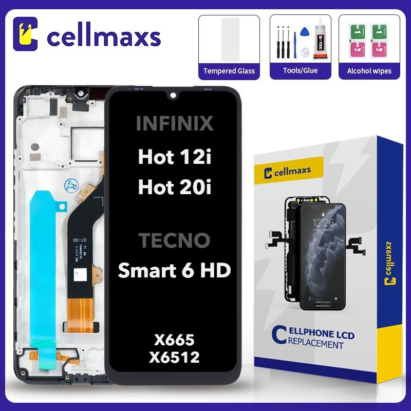 สําหรับ INFINIX ร้อน 12i 20i สมาร์ท 6 HD X665 X665B X665C X665E X6512 LCD หน้าจอสัมผัสเปลี่ยนกรอบ
