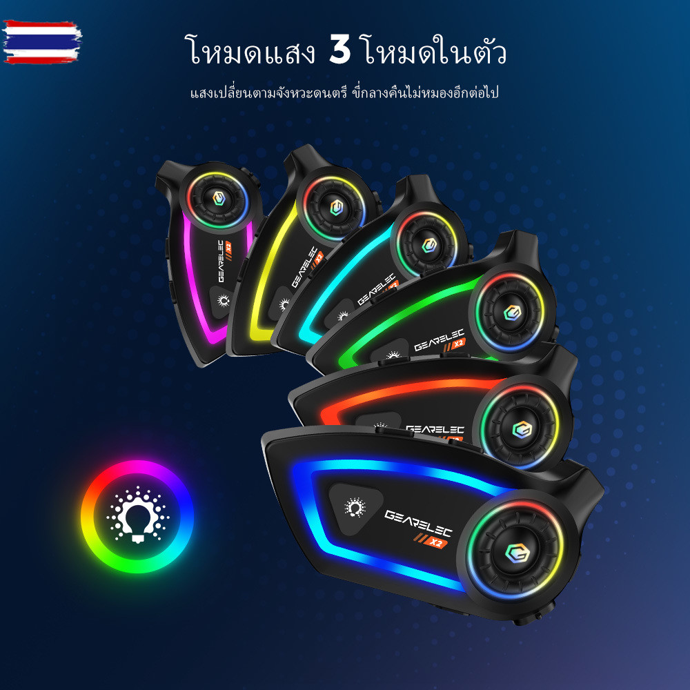 GEARELEC X2 หูฟังลูทูธติดหมวกกันน็อค ลูทูธ 5.3 กันน้ำ IP67 แฮนด์ฟรี เอฟเฟกต์เสียง HiFi CVC และ DSP เ