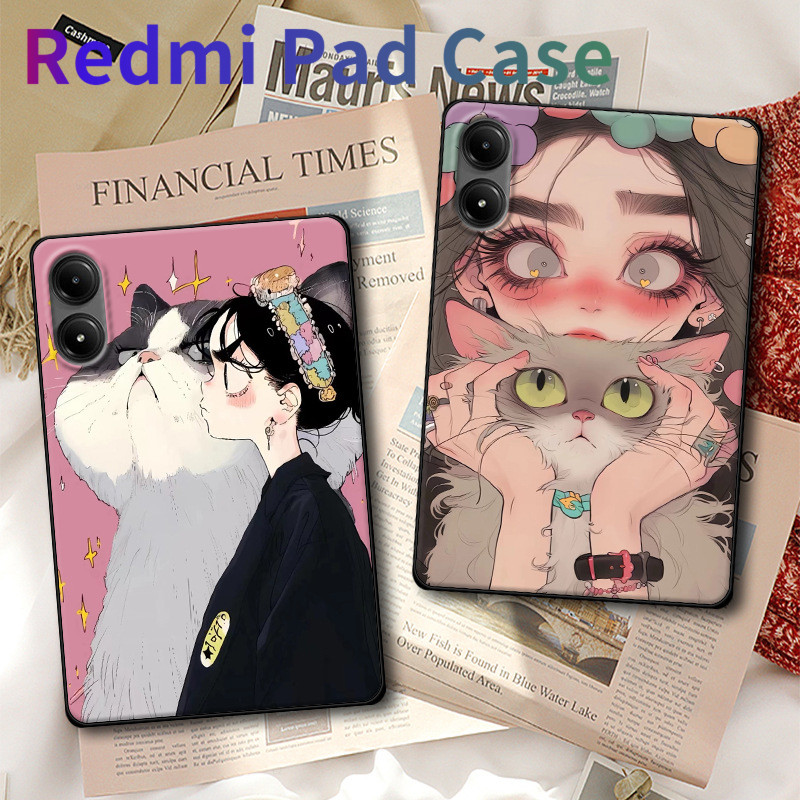 พร้อมของแถมฟรี ! การ์ตูนแมวสําหรับ Redmi Pad Pro 2/Pro 12.1 นิ้วกรณีแท็บเล็ตสําหรับ Redmi Pad 10.6 น
