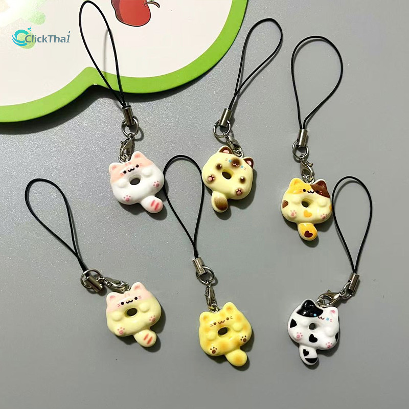 จี้ห้อยโทรศัพท์มือถือ-น่ารักแมวdoughnutโทรศัพท์โซ่,สนุกการ์ตูนโทรศัพท์จี้,คู่ของขวัญเพื่อนที่ดีที่สุด