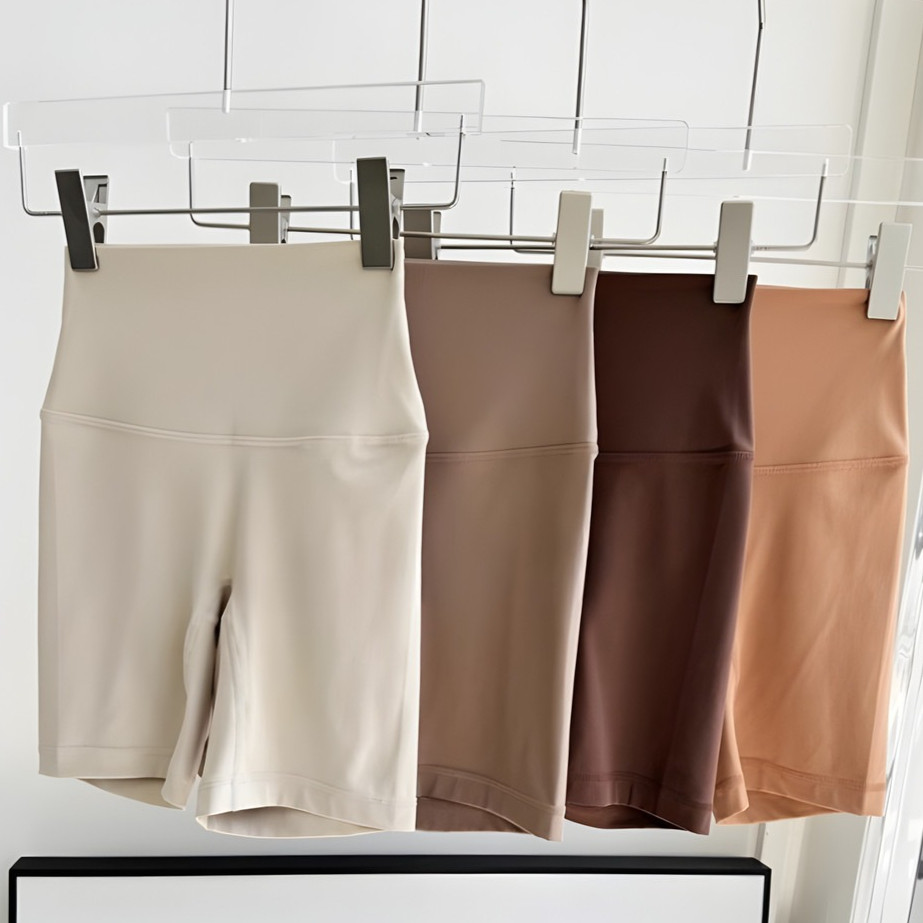 【YOGATRUTH】กางเกงขาสั้น เอวสูง สีนู้ด สําหรับเล่นโยคะ ฟิตเนส ไม่มีรอยย่น ก้นทรงพีช กระชับสัดส่วน ยืดหยุ่นสูง 3 จุด